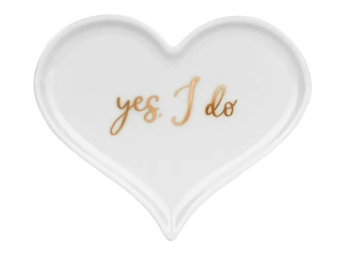Porcelain plate for wedding rings, Yes I do - white, 13,3 x 10,8 cm