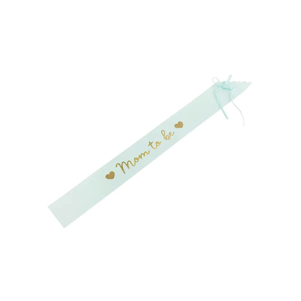 Baby shower sash, Mom to be - light tiffany blue, 75 cm