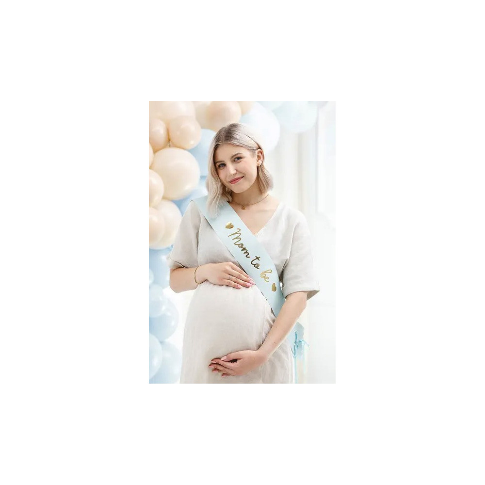 Baby shower sash, Mom to be - light tiffany blue, 75 cm