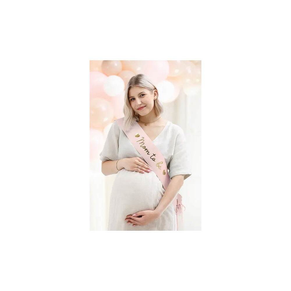 Baby shower sash, Mom to be - pale pink, 75 cm