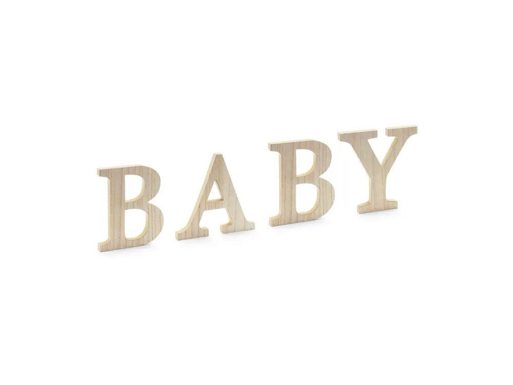 Drewniany napis stojący, Baby - 21,5 x 19,5 cm