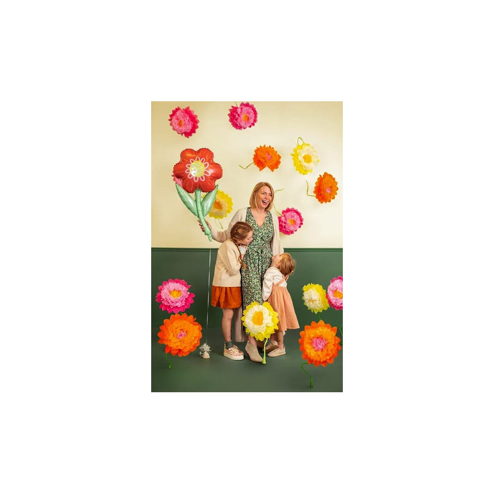 Dekoracja z bibuły, Kwiaty - kolorowe, 35 cm, 3 szt.