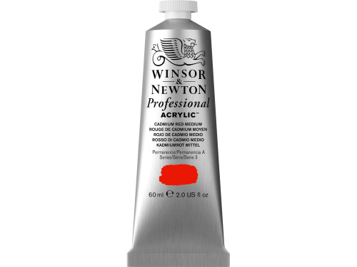 Farba akrylowa Professional Acrylic - Winsor & Newton - Cadmium Red Medium, 60 ml