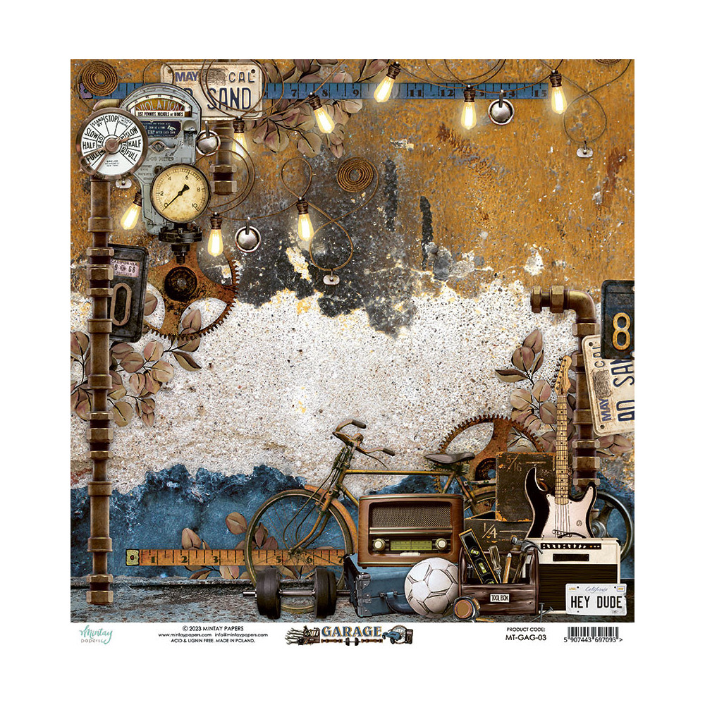 Papier do scrapbookingu 30,5 x 30,5 cm - Mintay - Garage 03