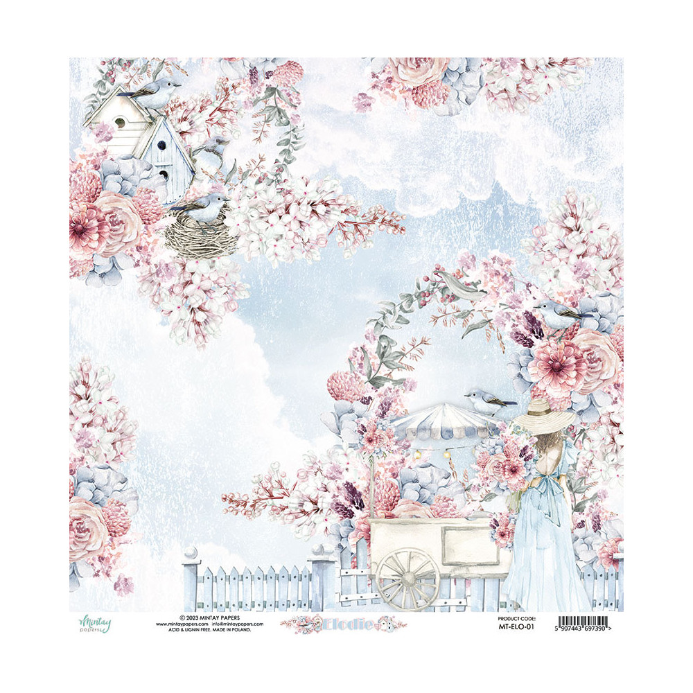 Scrapbooking paper 30,5 x 30,5 cm - Mintay - Elodie 01