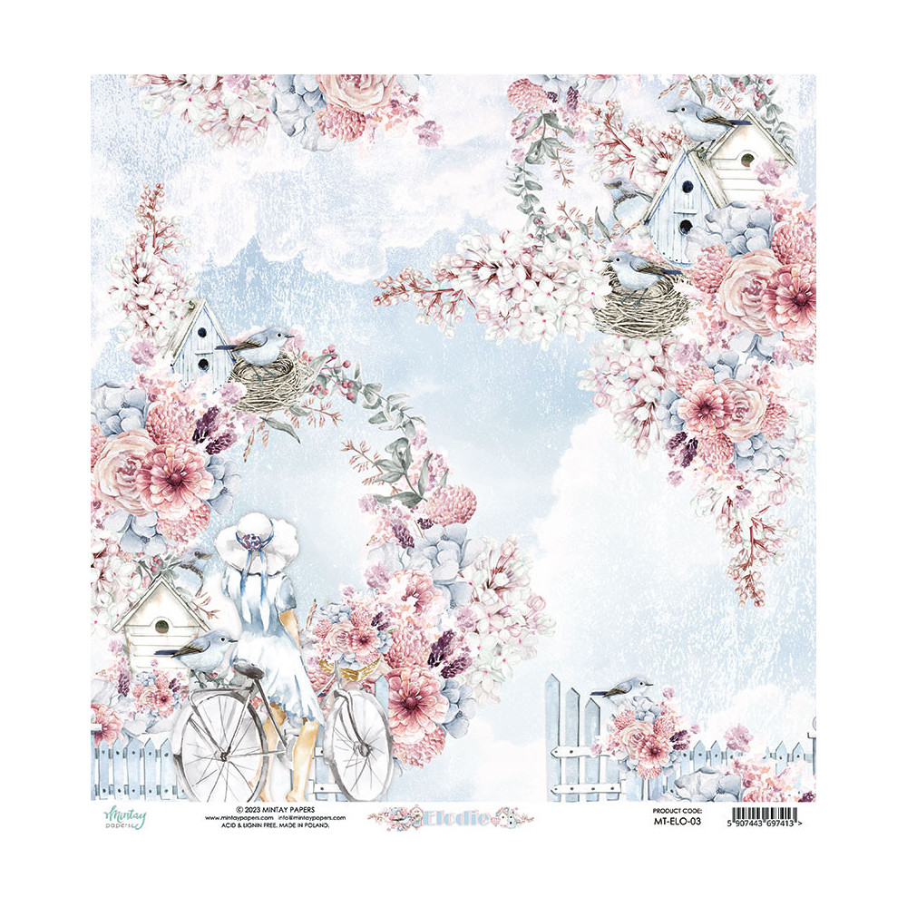 Scrapbooking paper 30,5 x 30,5 cm - Mintay - Elodie 03