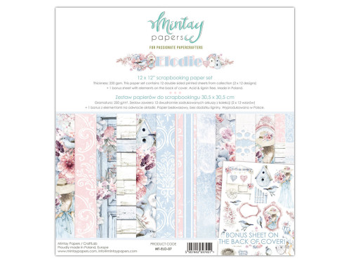 Set of scrapbooking papers 30,5 x 30,5 cm - Mintay - Elodie