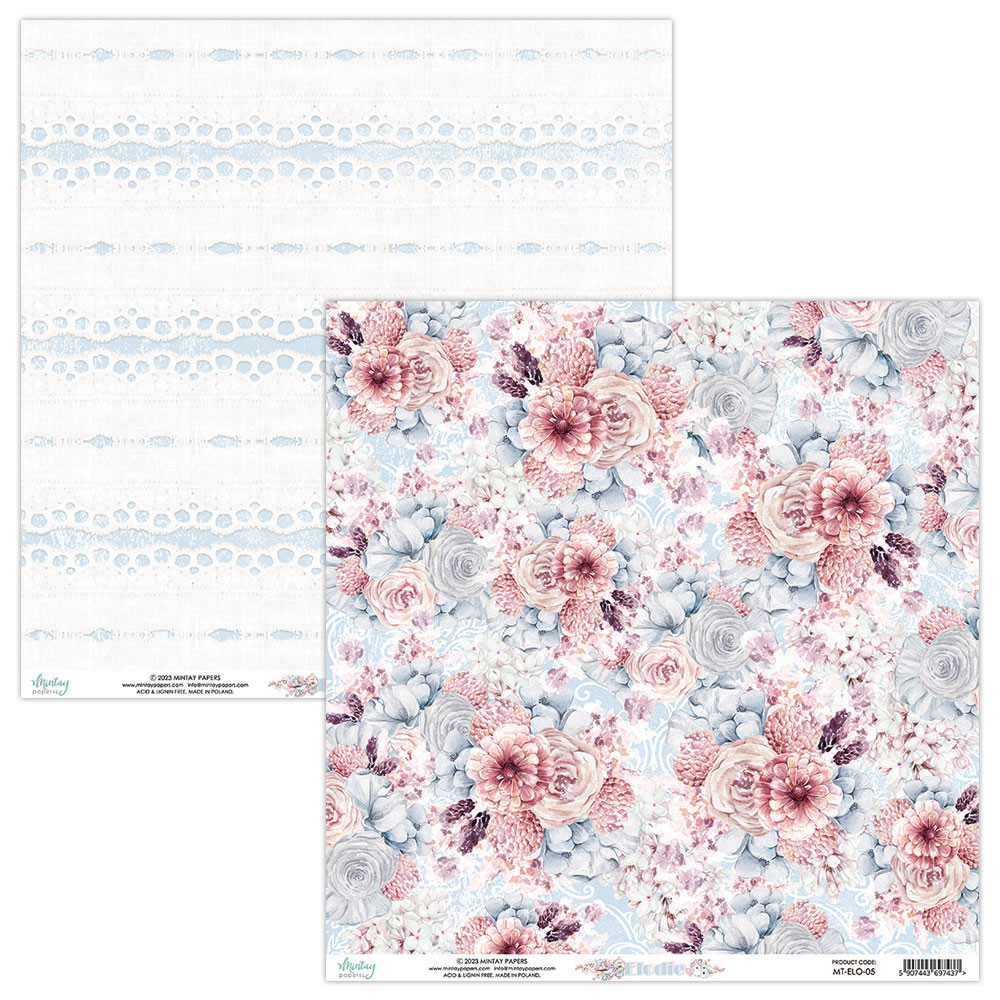 Set of scrapbooking papers 15,2 x 15,2 cm - Mintay - Elodie