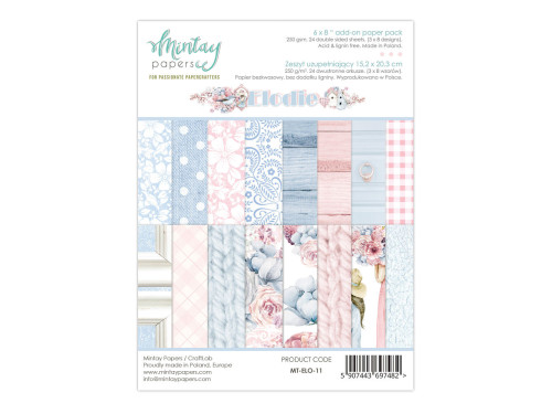 Set of scrapbooking papers 15,2 x 20,3 cm - Mintay - Elodie