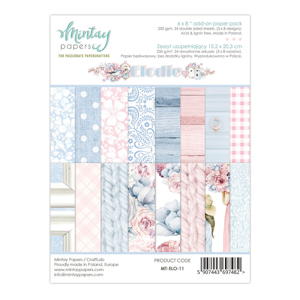 Set of scrapbooking papers 15,2 x 20,3 cm - Mintay - Elodie