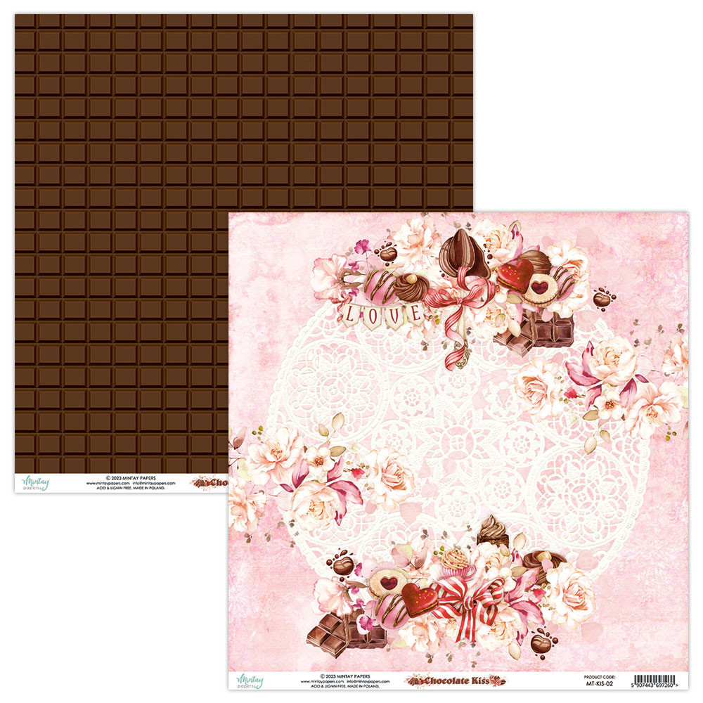 Papier do scrapbookingu 30,5 x 30,5 cm - Mintay - Chocolate Kiss 02
