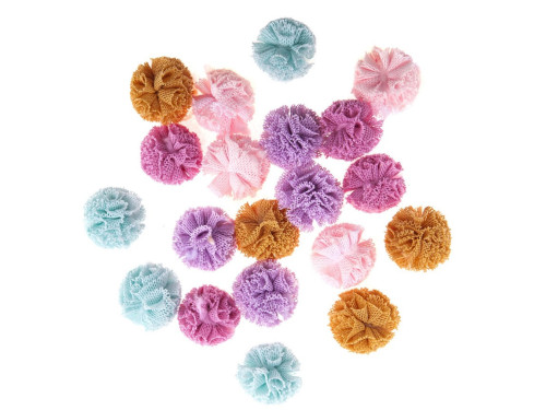 Tulle pompoms - DpCraft - pastel colors, 2 cm, 20 pcs.