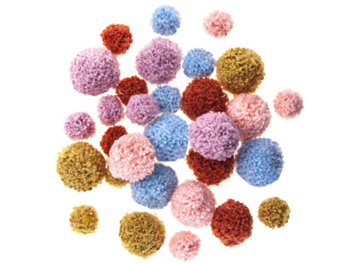 Plush Teddy pompoms - DpCraft - multicolor, 30 pcs.
