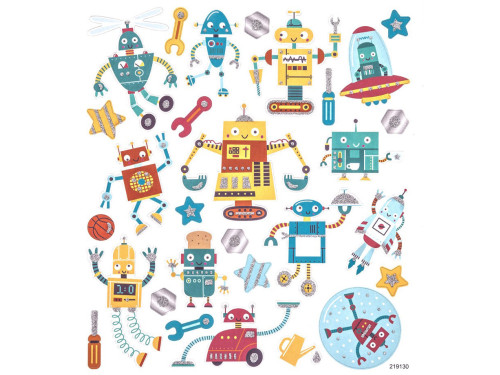 Stickers with glitter, Robots - DpCraft - 28 pcs.