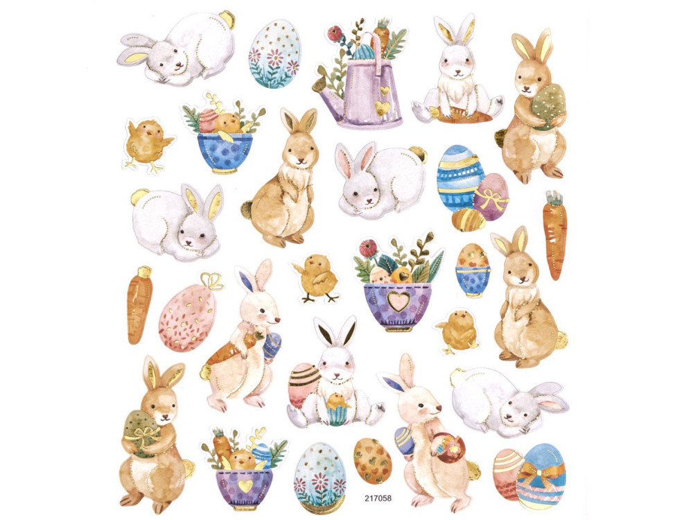 Stickers with glitter, Bunnies and Easter eggs - DpCraft - 28 pcs.
