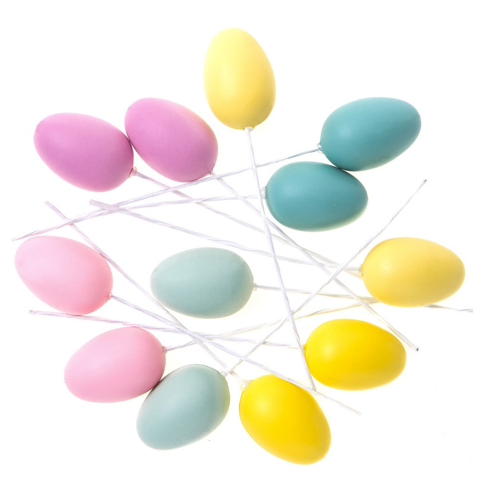 Mini eggs with wires - DpCraft - pastel, 3,5 cm, 12 pcs.
