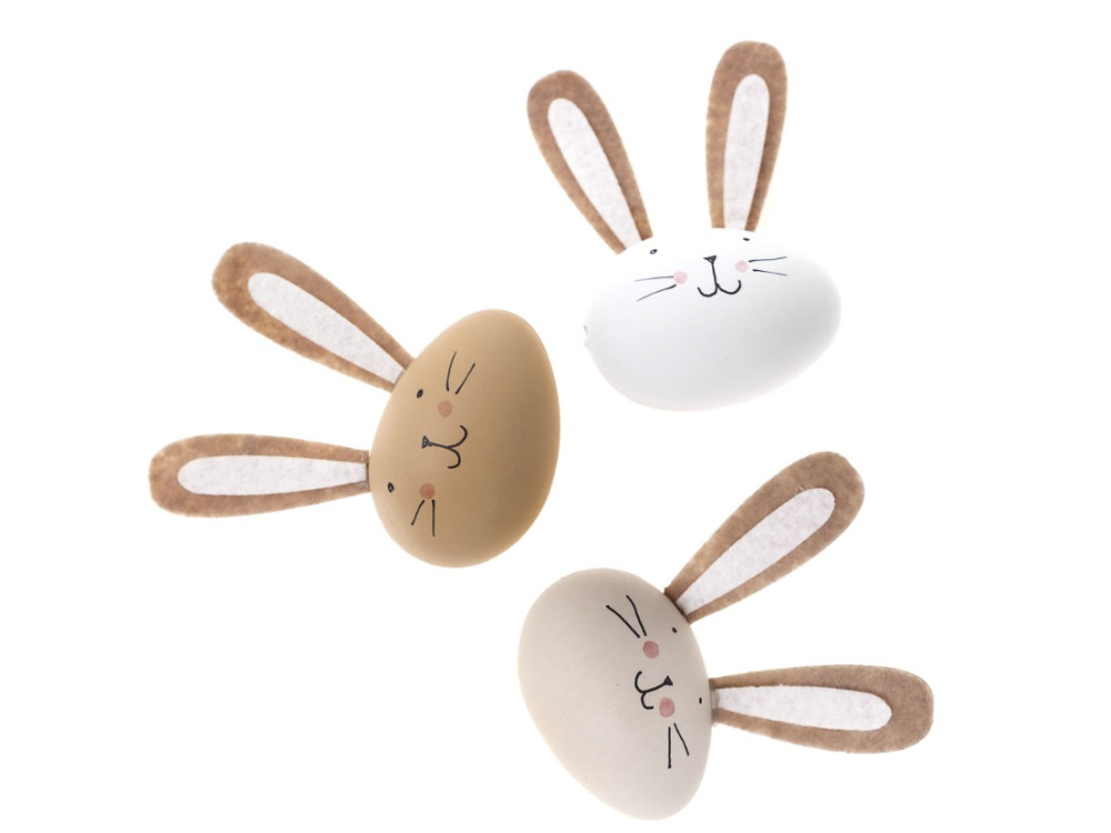 Bunnies eggs - DpCraft - natural, 9 cm, 3 pcs.