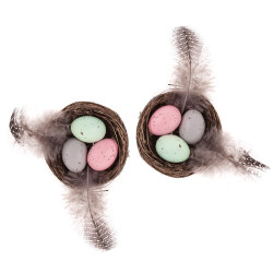 Mini Easter nests, Eggs and feathers - DpCraft - 5,5 cm, 2 pcs.
