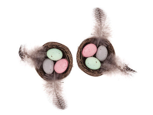 Mini Easter nests, Eggs and feathers - DpCraft - 5,5 cm, 2 pcs.