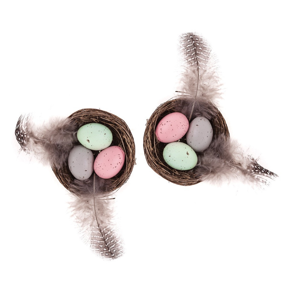 Mini Easter nests, Eggs and feathers - DpCraft - 5,5 cm, 2 pcs.