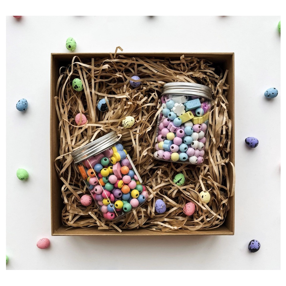 Wooden beads in jar - DpCraft - multicolor, 150 pcs.