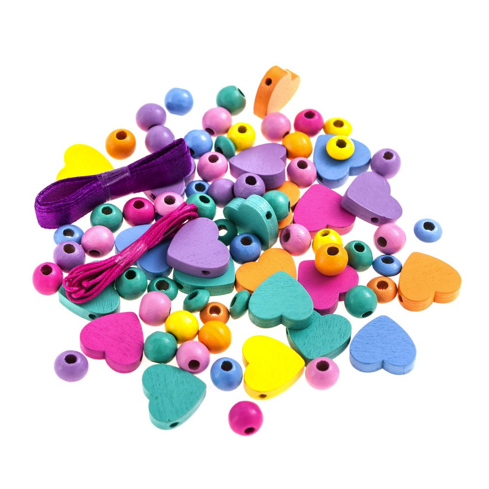 Wooden beads in jar - DpCraft - multicolor, 150 pcs.