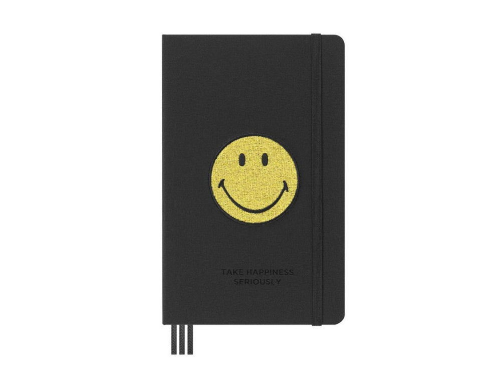 Planer niedatowany, Smiley - Moleskine - czarny, twarda okładka, L