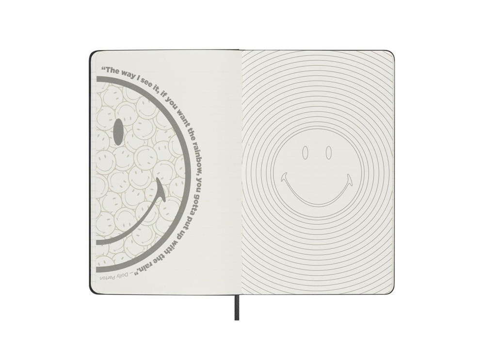 Notatnik Smiley - Moleskine - w linie, czarny, twarda okładka, L