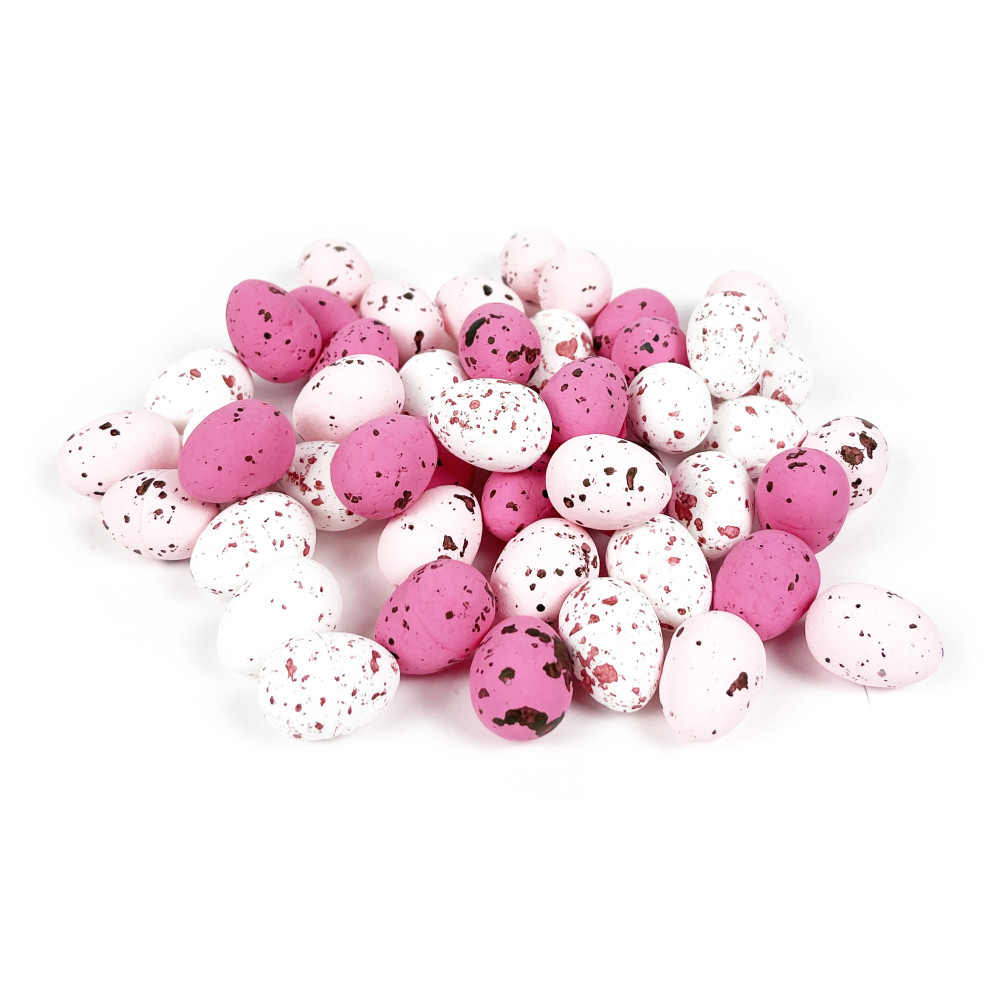 Polystyrene eggs spotted - pink mix, 18 x 25 mm, 50 pcs.