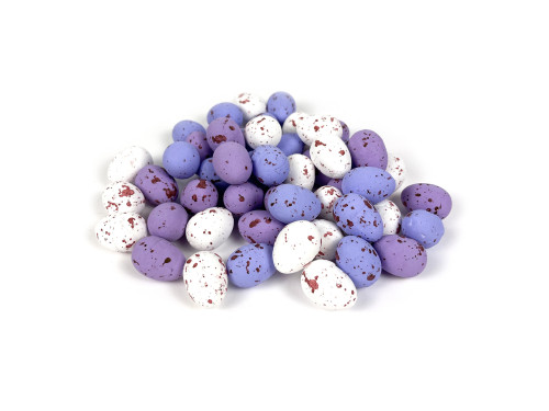 Polystyrene eggs spotted - violet mix, 18 x 25 mm, 50 pcs.
