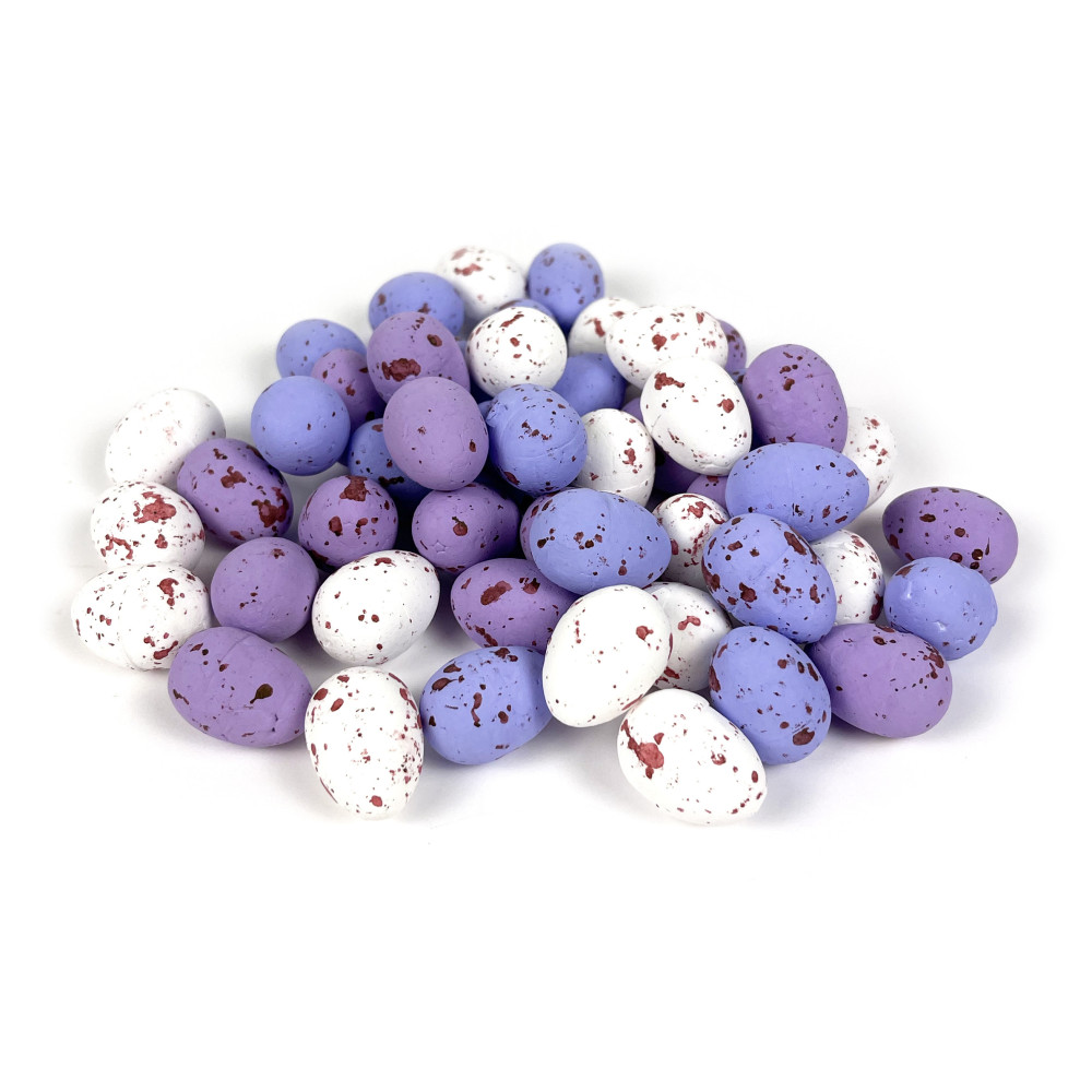 Polystyrene eggs spotted - violet mix, 18 x 25 mm, 50 pcs.