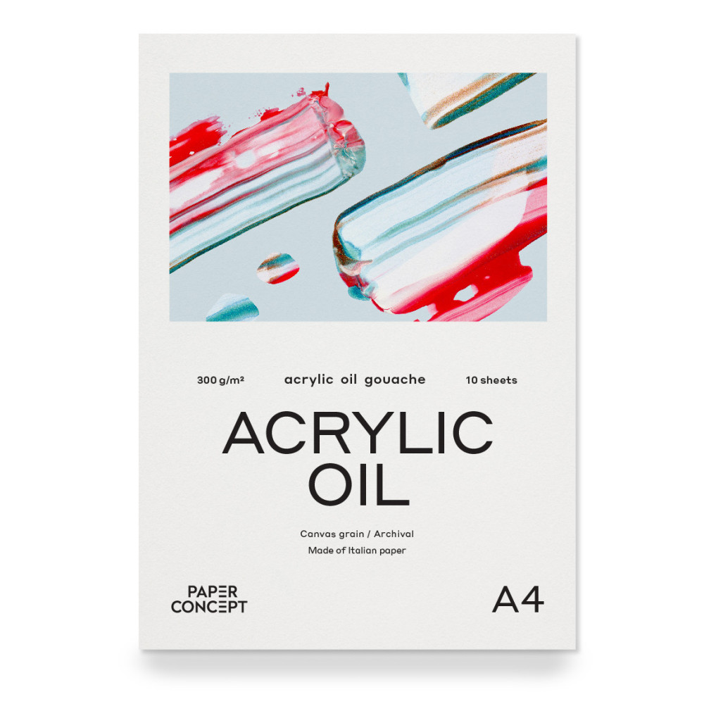 Acrylic Oil paper pad - PaperConcept - canvas grain, A4, 300 g, 10 sheets