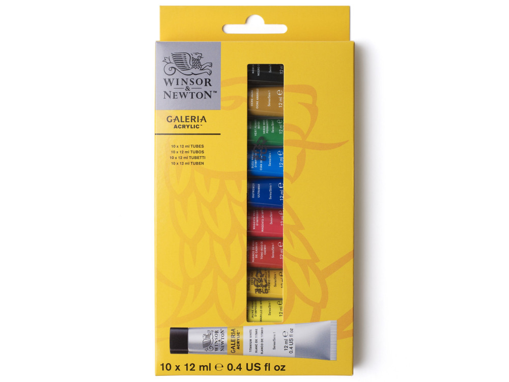 Zestaw farb akrylowych Galeria - Winsor & Newton - 12 ml x 10 szt.