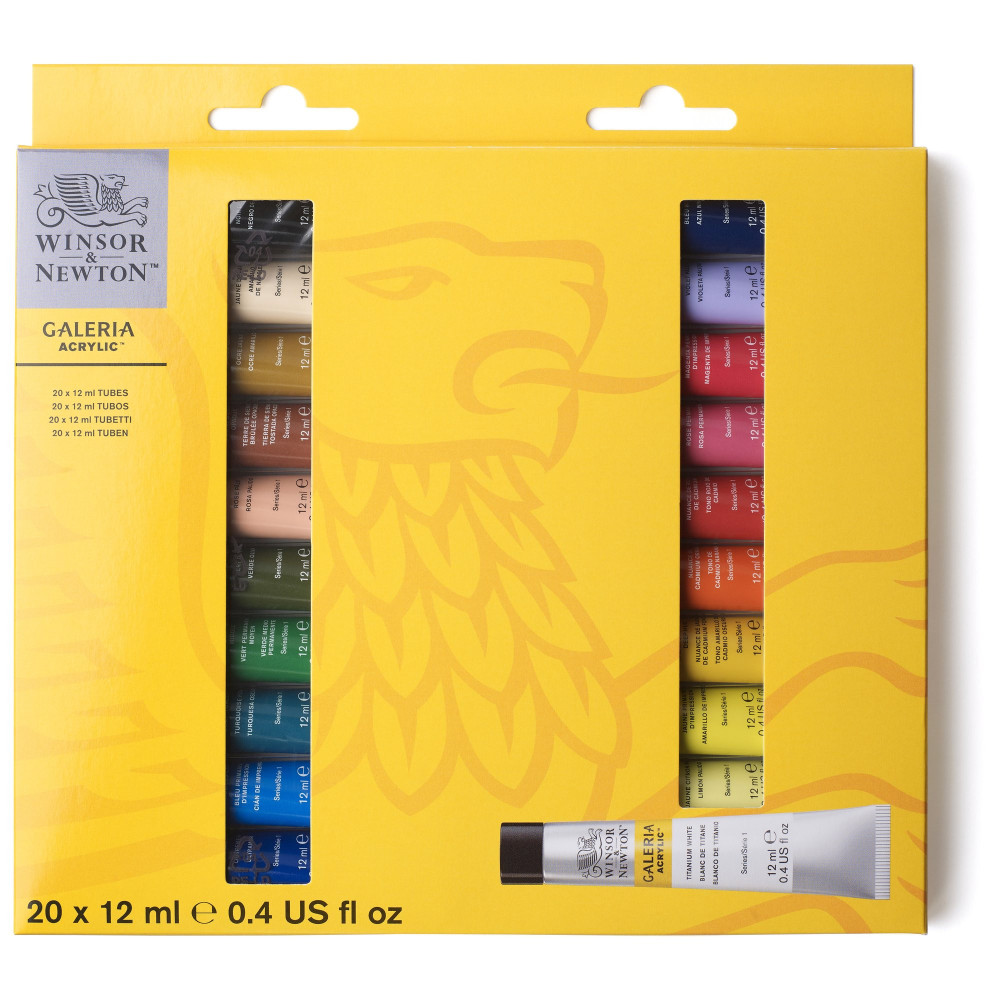 Zestaw farb akrylowych Galeria - Winsor & Newton - 12 ml x 20 szt.