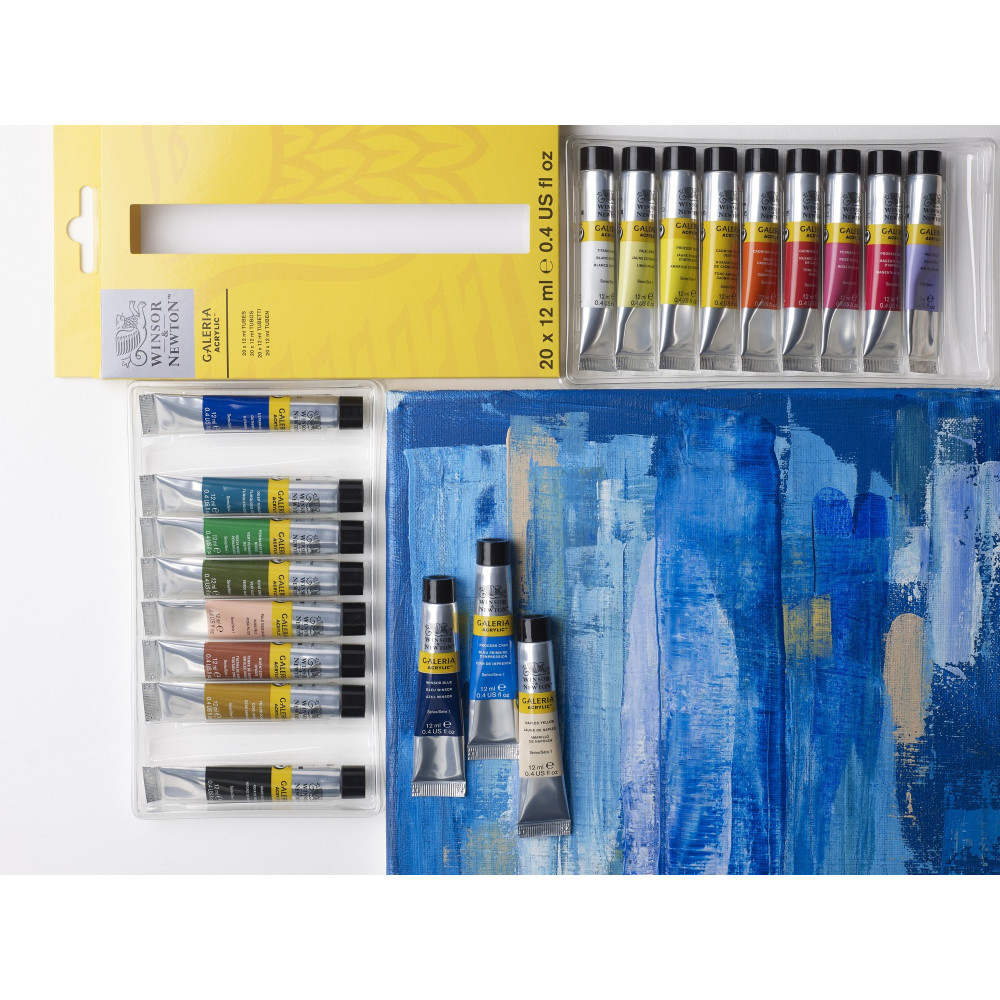 Zestaw farb akrylowych Galeria - Winsor & Newton - 12 ml x 20 szt.