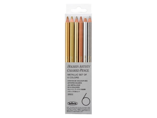 Set of Artists' Colored Pencils, Metallic - Holbein - 6 pcs.