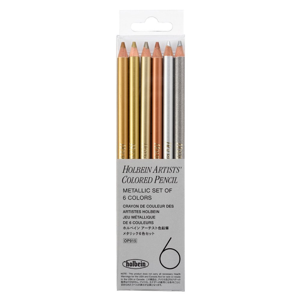 Set of Artists' Colored Pencils, Metallic - Holbein - 6 pcs.