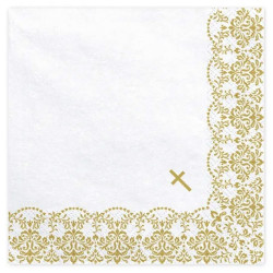 First Communion napkins with ornament - white, 20 pcs.