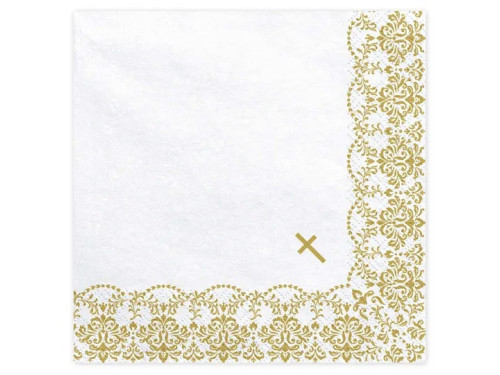 First Communion napkins with ornament - white, 20 pcs.