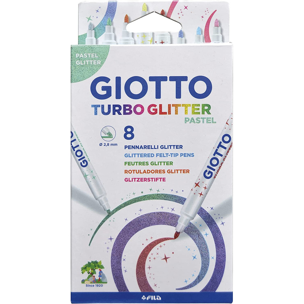 Flamastry brokatowe Turbo Glitter Pastel - Giotto - 8 szt.