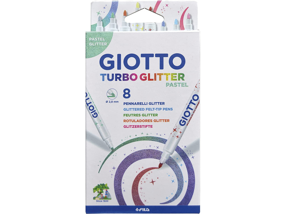 Flamastry brokatowe Turbo Glitter Pastel - Giotto - 8 szt.