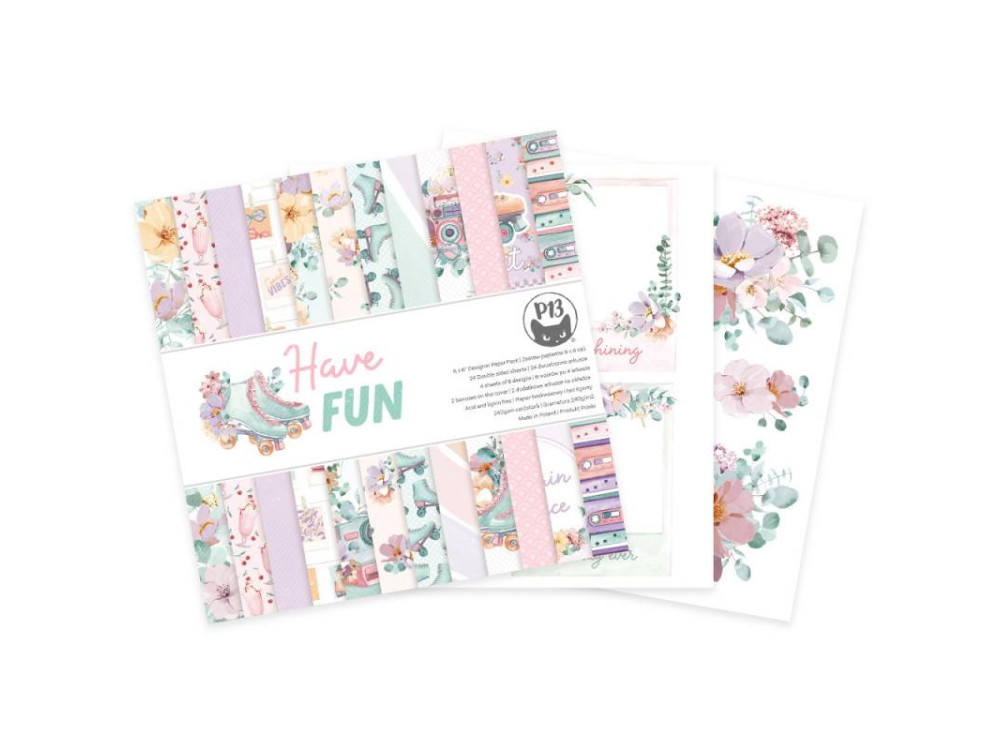 Set of scrapbooking papers 15,3 x 15,3 cm - Piątek Trzynastego - Have Fun