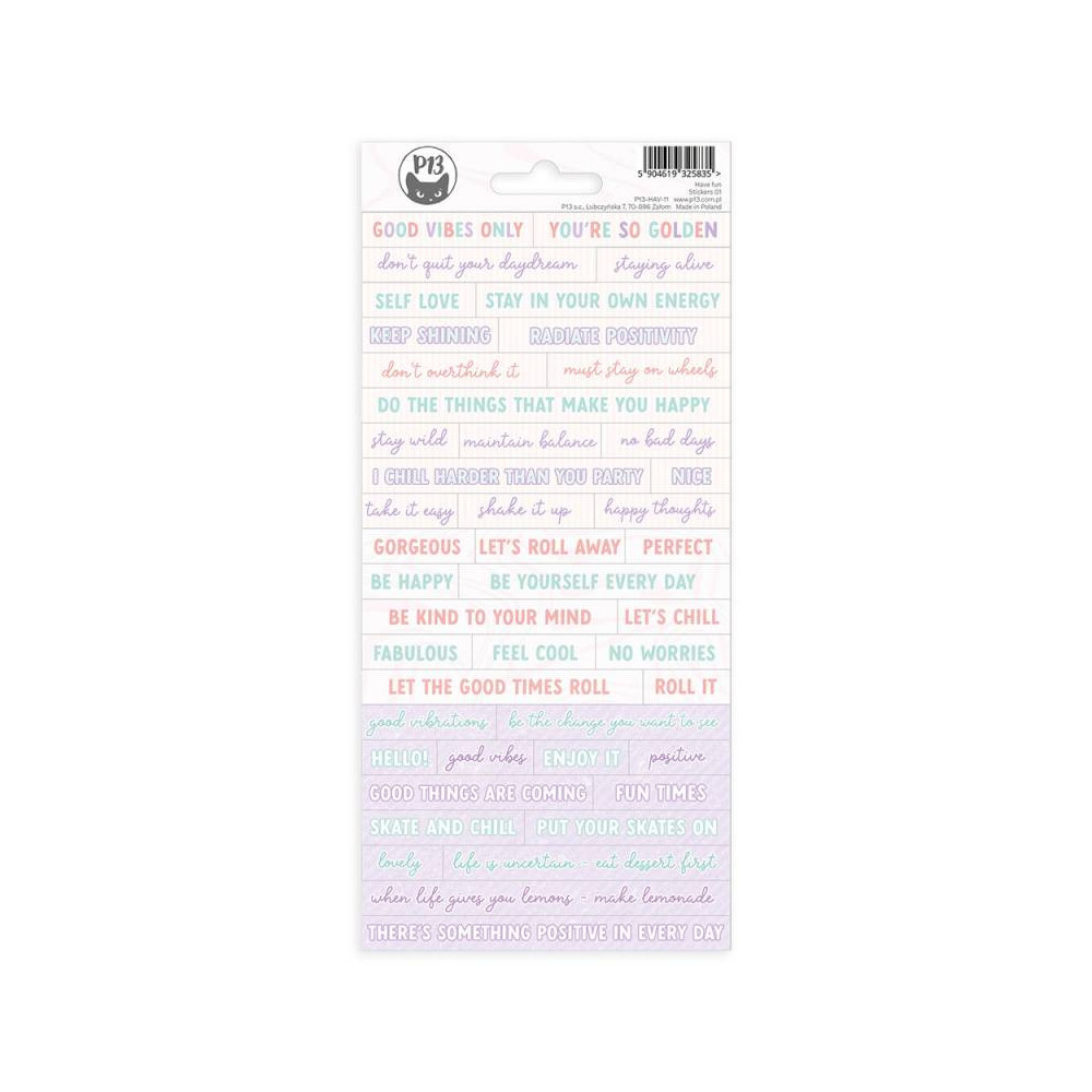 Arkusz tekturowych naklejek 10,5 x 22 cm - Piątek Trzynastego - Have Fun 01