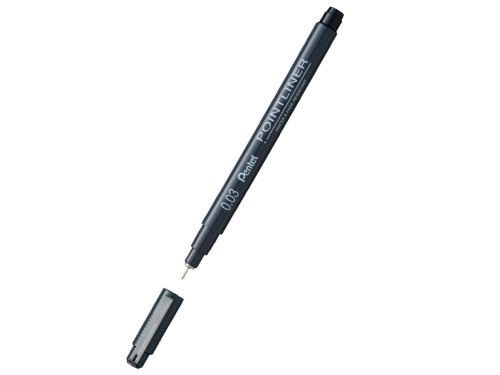 Cienkopis kalibrowany Pointliner - Pentel - czarny, 0,03 mm