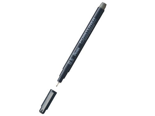 Cienkopis kalibrowany Pointliner - Pentel - szary, 0,5 mm