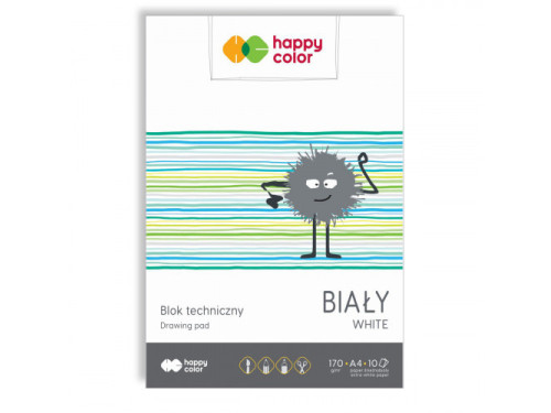 Blok techniczny A4 - Happy Color - biały, 170 g, 10 ark.