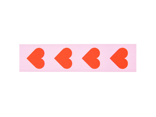 Taffeta ribbon, Hearts - Paper Poetry - pink, 38 mm x 3 m