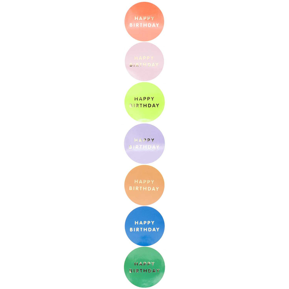 Stickers circles, Happy Birthday - Rico Design - 7 colors, 120 pcs.