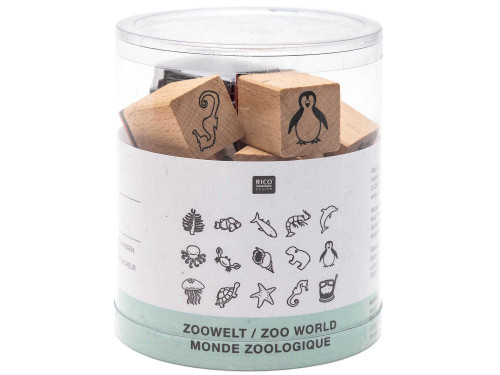 Wooden stamp set, Zoo World - Rico Design - 15 pcs.