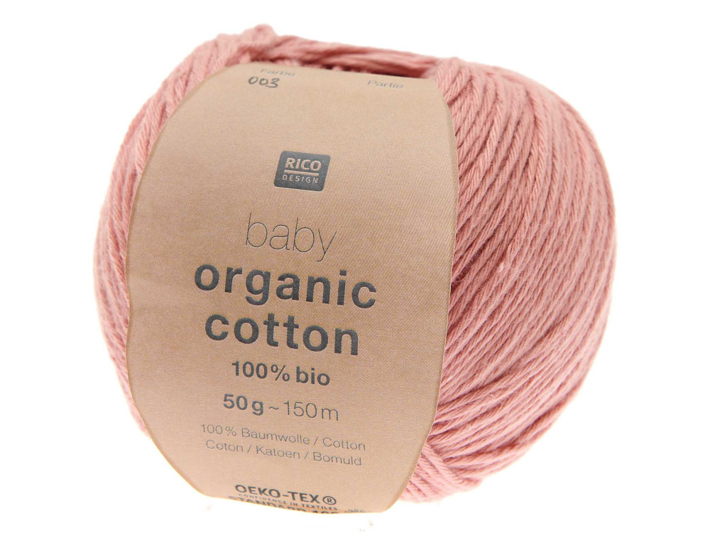 Baby Organic Cotton cotton yarn - Rico Design - Smokey Pink, 50 g